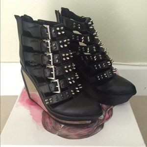 NEW JEFFREY CAMPBELL CLINIC SZ 7 STUD SPIKE WEDGE HEELS RARE